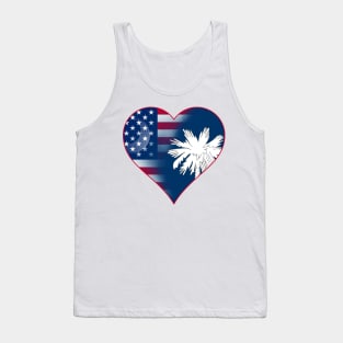 State of South Carolina Flag and American Flag Fusion Design Tank Top